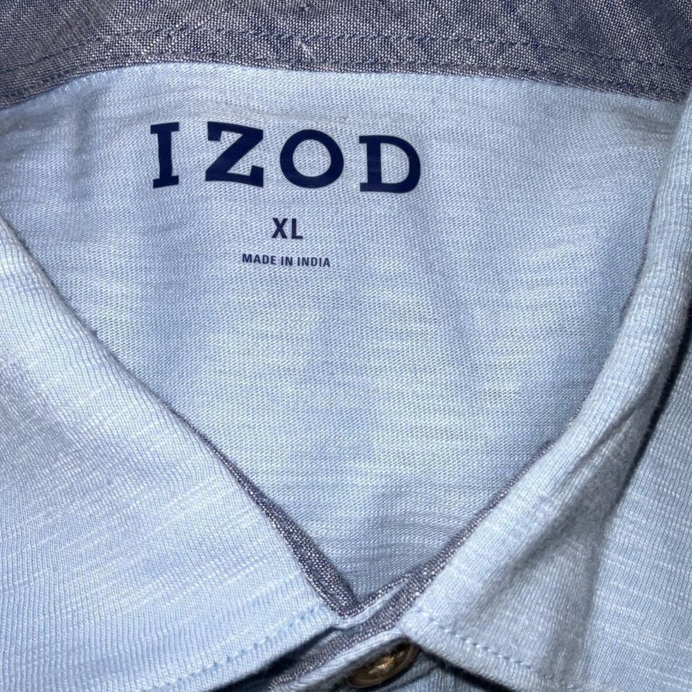Men’s used  Izod golf polo light blue shirt size XL Pre own items are as - Picture 2 of 3